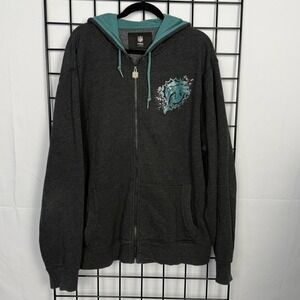 Miami Dolphis NFL Pro Line Full Zip Hoodie Adult XXL Grey Glitter Logo Baggy